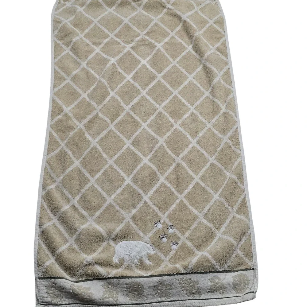 Bear Lodge Bath Towel Set Cream Rustic Cabin 2PC Saturday Knight Ltd
